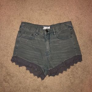 Free People Lace Edge Denim Short